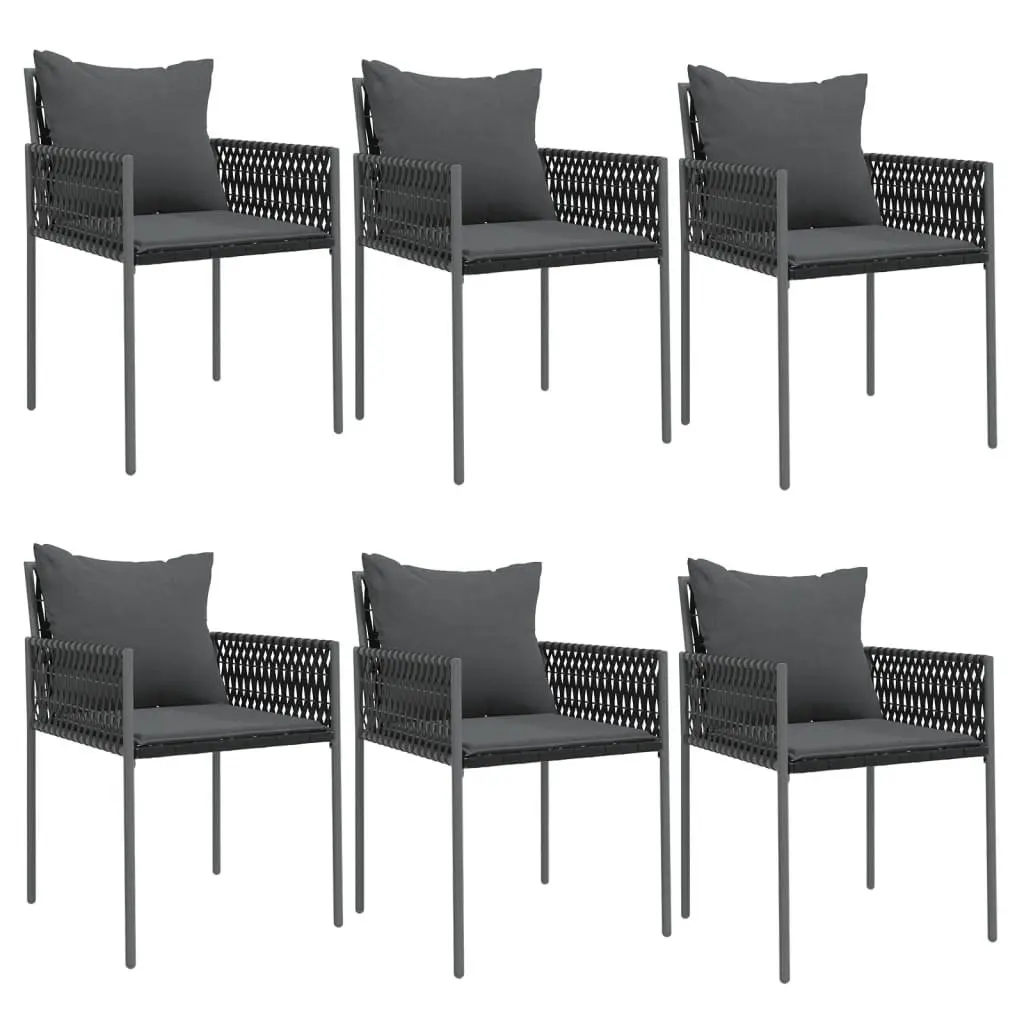 7 Piece Garden Dining Set PE Rattan Steel Frame Black