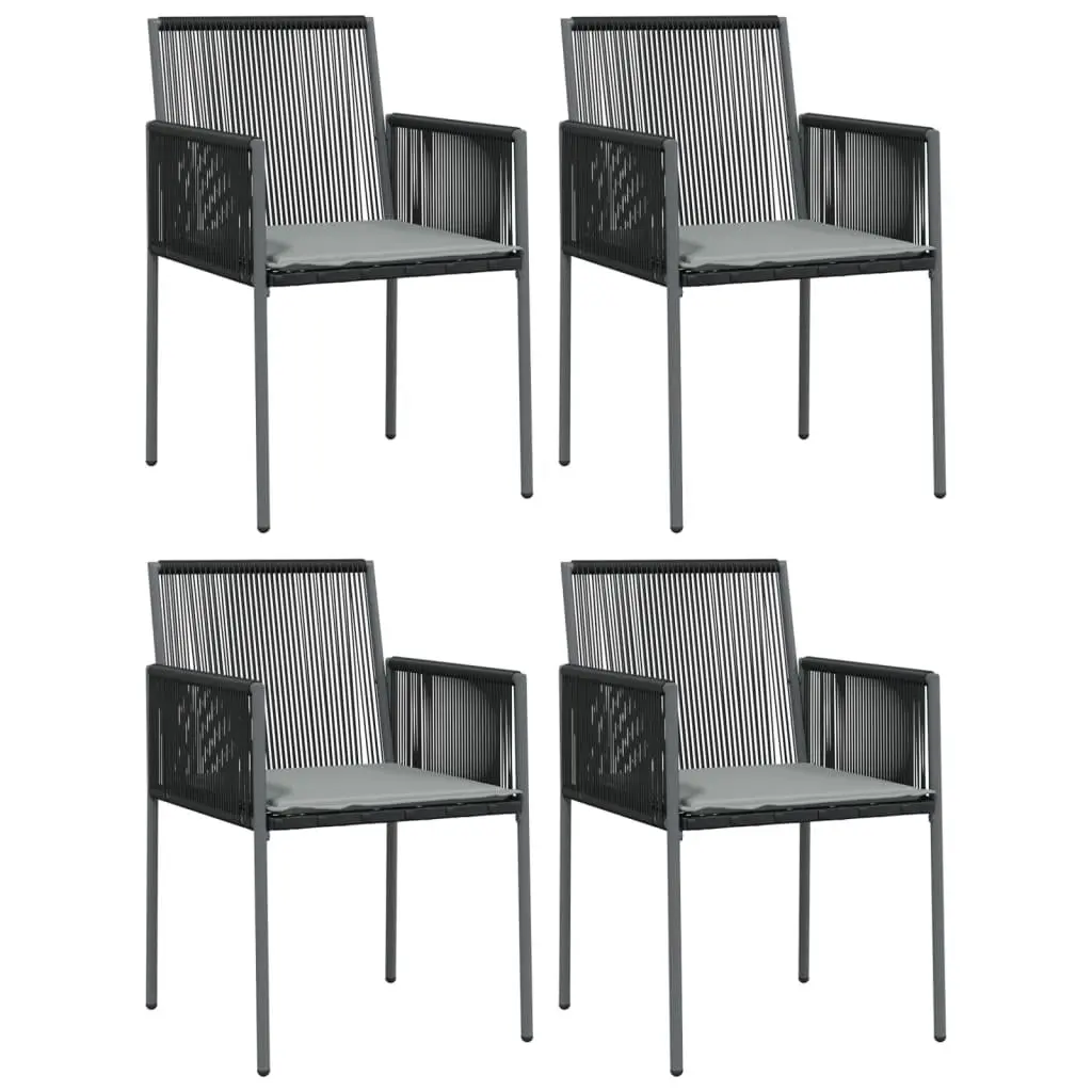 5 Piece Garden Dining Set Poly Rattan Steel Frame Black