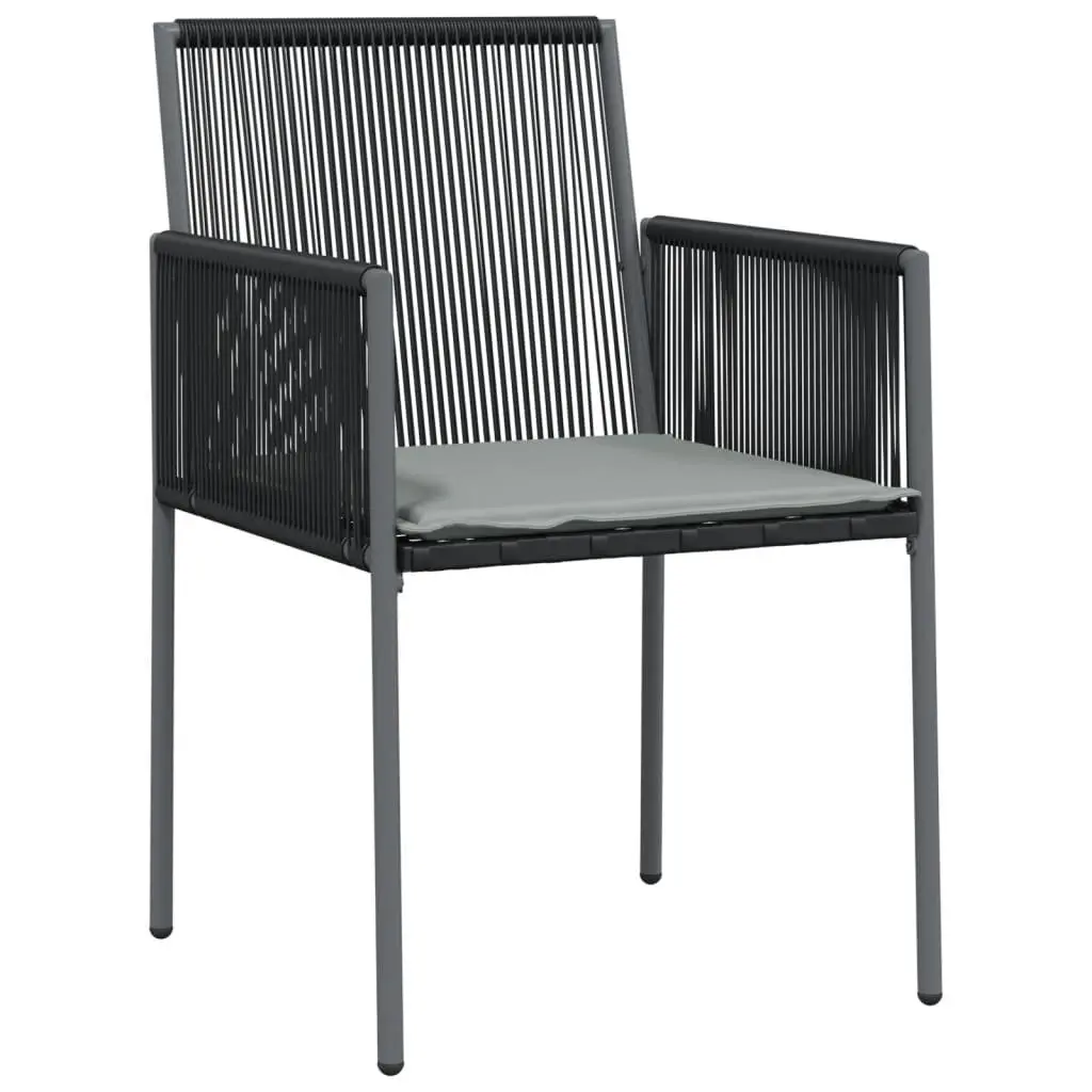 5 Piece Garden Dining Set Poly Rattan Steel Frame Black