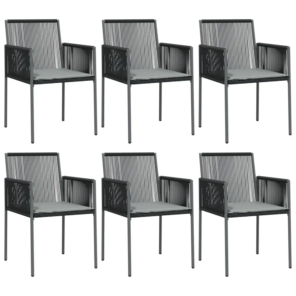 Black Poly Rattan 7 Piece Outdoor Dining Set with Glass Top