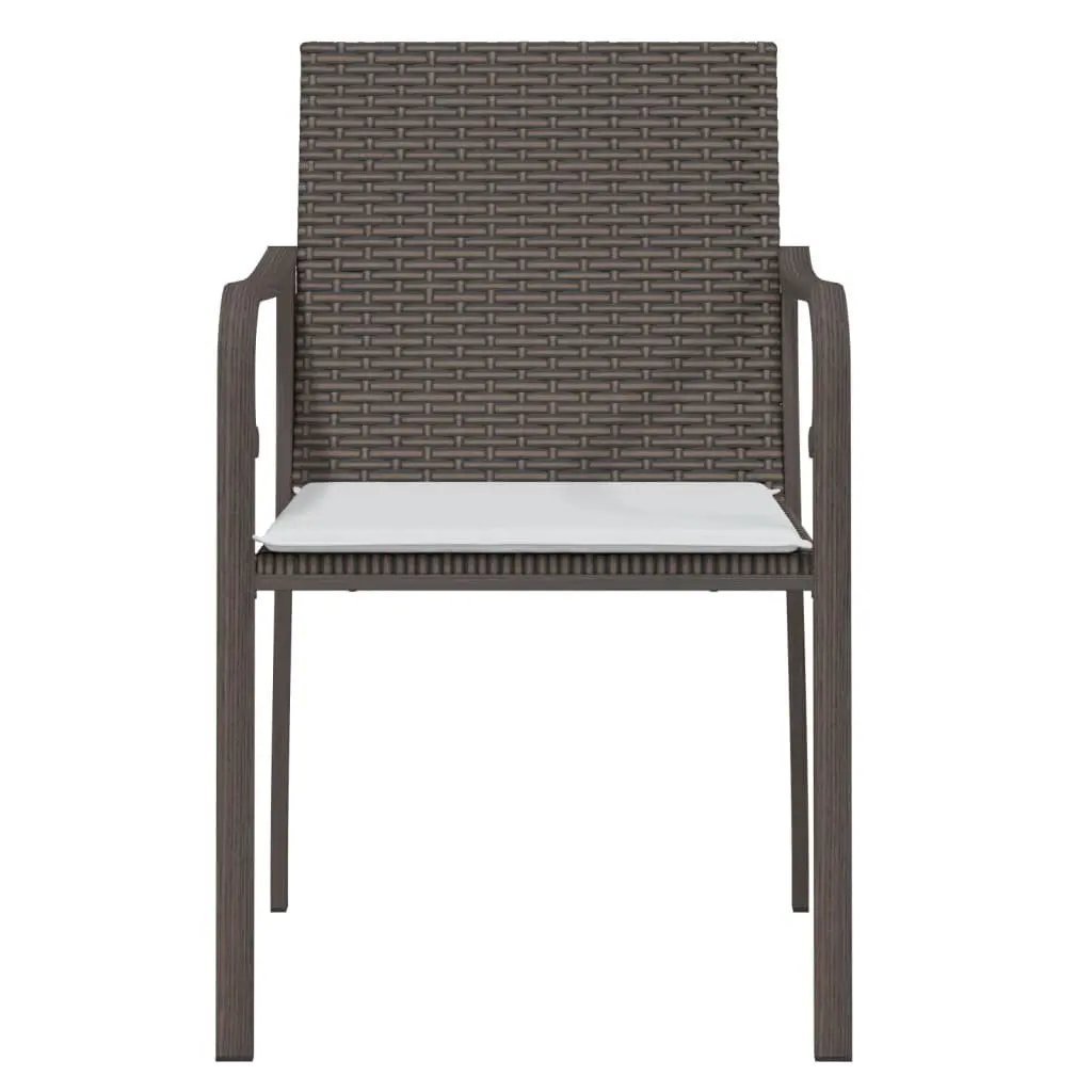 Set of 4 Brown Outdoor Garden Chairs with Cushions