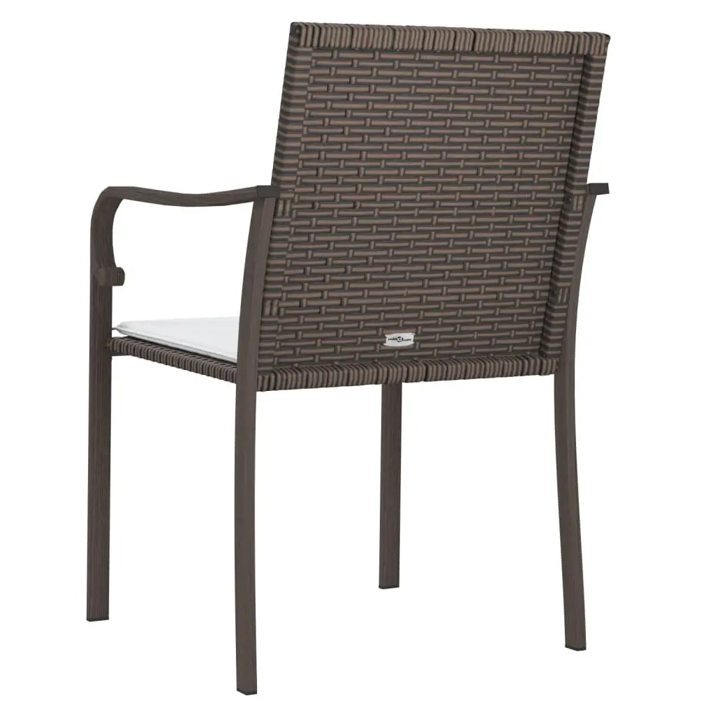 Set of 4 Brown Outdoor Garden Chairs with Cushions