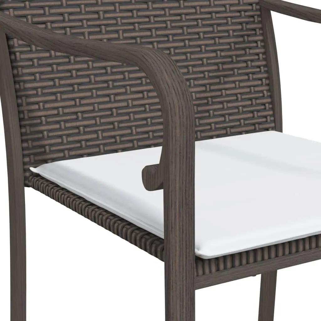 Set of 4 Brown Outdoor Garden Chairs with Cushions