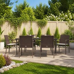 Set of 6 Durable Outdoor Garden Chairs with Cushions