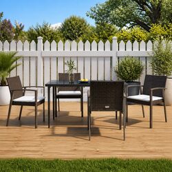 Durable Outdoor Garden Chairs Set of 4 Brown with Cushions