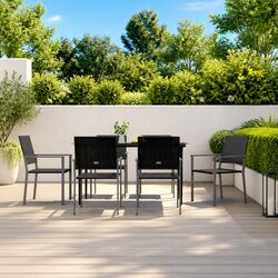 Black Poly Rattan Patio Seating Set of 6 Outdoor Chairs