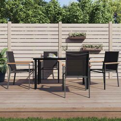 Premium Black Steel Textilene Outdoor Garden Chairs Set