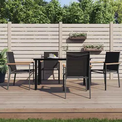 Premium Black Steel Textilene Outdoor Garden Chairs Set