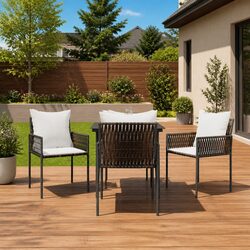Outdoor Garden Chairs 4pcs Brown with Cushions