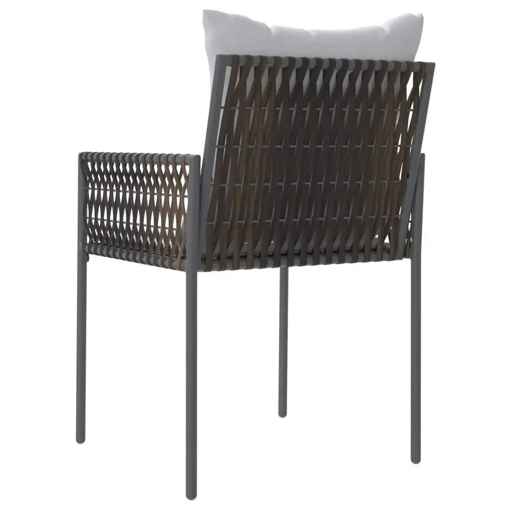 Garden Chairs PE Rattan Steel Frame Brown 4 Piece Outdoor Seating with Cushions