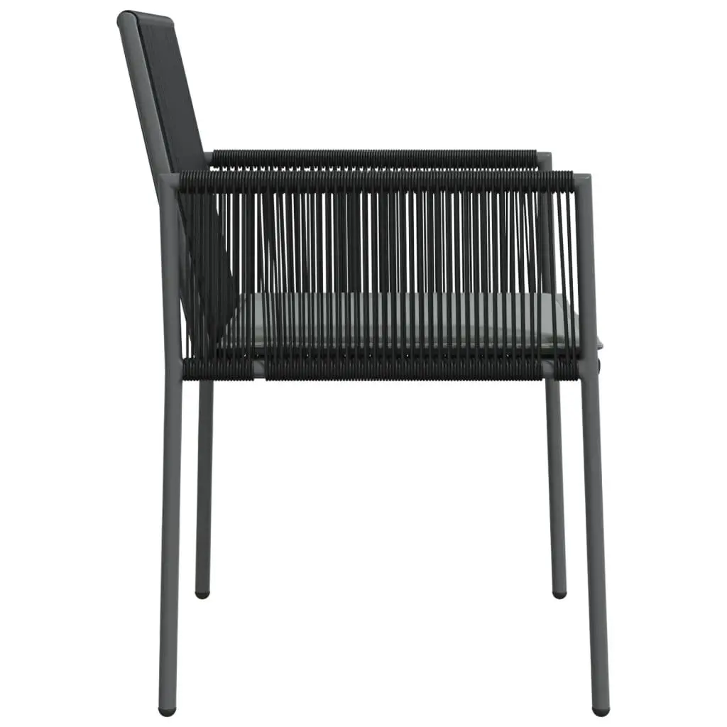 Outdoor Chairs Set 6 Piece PE Rattan Black Patio Seating with Cushions