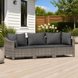 Durable 3 Piece Grey Poly Rattan Garden Lounge Set