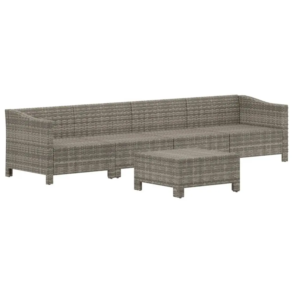 5 Piece Grey Poly Rattan Outdoor Lounge Set