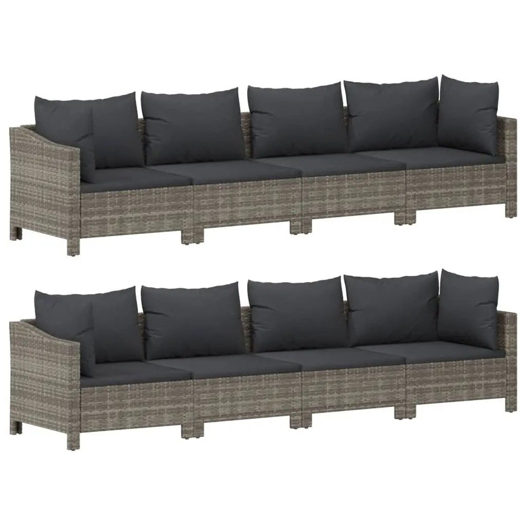 9 Piece Grey Poly Rattan Garden Lounge Set
