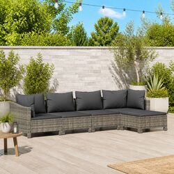 5 Piece Outdoor Furniture Set with Grey Poly Rattan