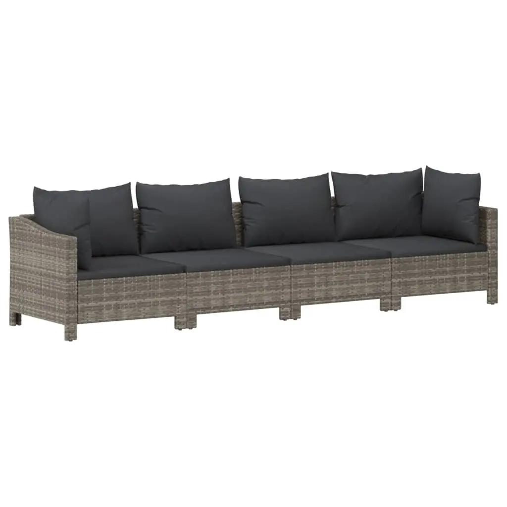 Garden Lounge Set PE Rattan 6 Piece Outdoor Furniture Grey