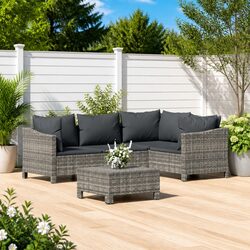 Grey Rattan 5 Piece Garden Lounge Set for Outdoor Use