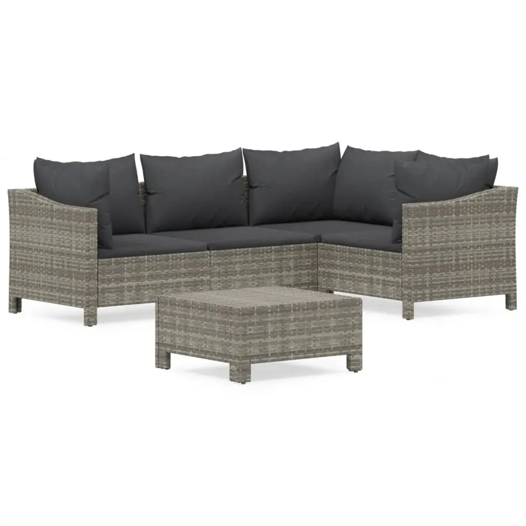 Grey Rattan 5 Piece Garden Lounge Set for Outdoor Use
