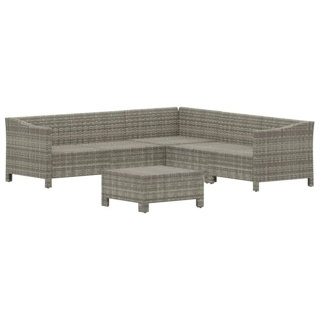 Garden Lounge Set PE Rattan 6 Piece Outdoor Furniture Grey with Cushions