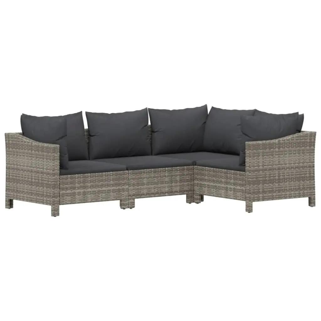 Garden Lounge Set PE Rattan 6 Piece Outdoor Furniture Grey with Cushions