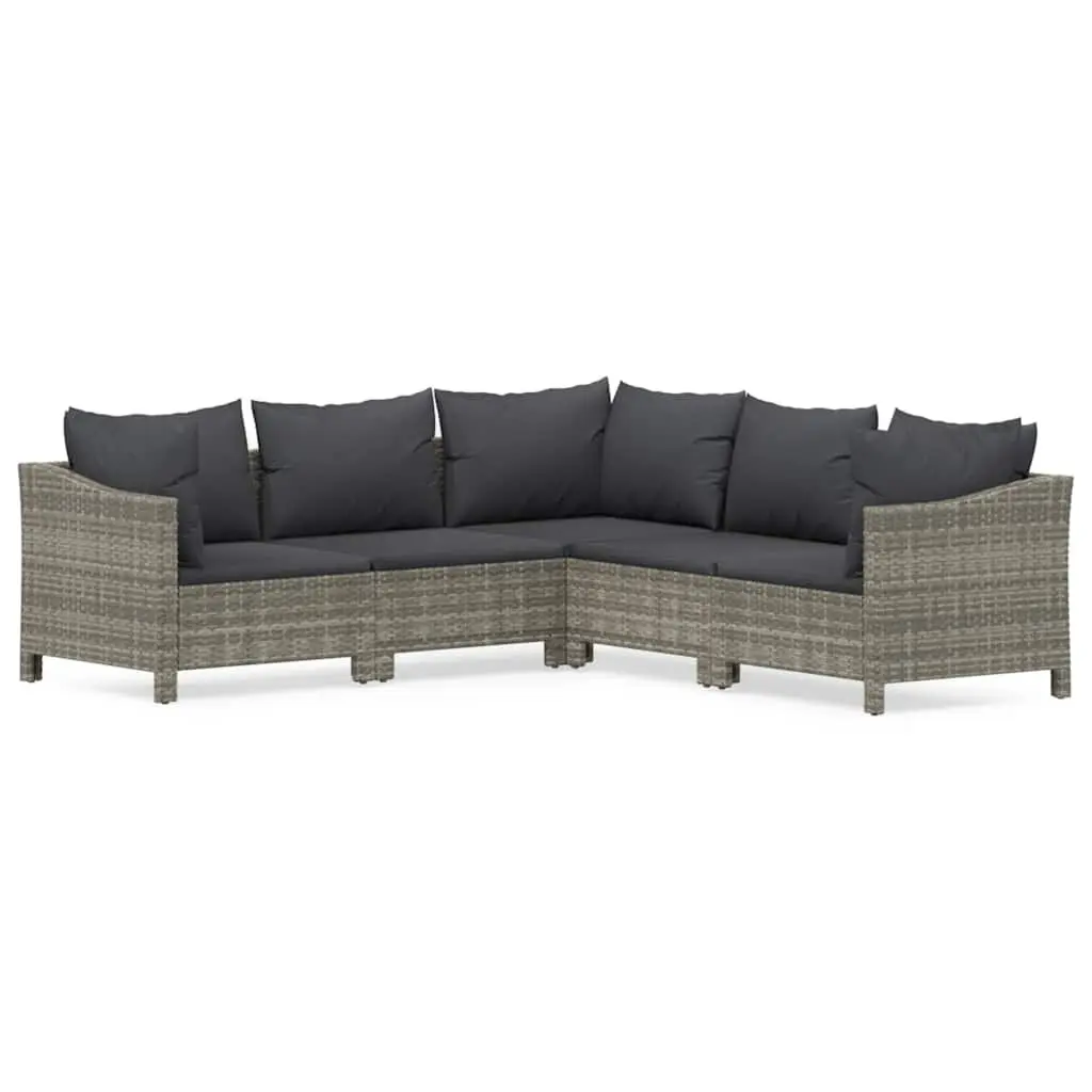 Garden Lounge Set Poly Rattan 5 Piece Outdoor Furniture Grey