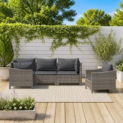 Grey Poly Rattan Garden Lounge Set for Stylish Outdoor Spaces