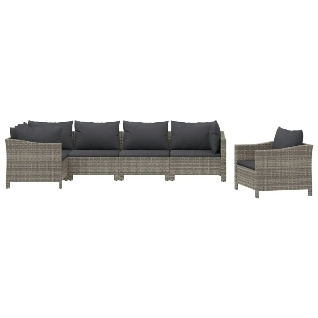 6-Piece Outdoor Furniture Lounge Set in Grey Poly Rattan