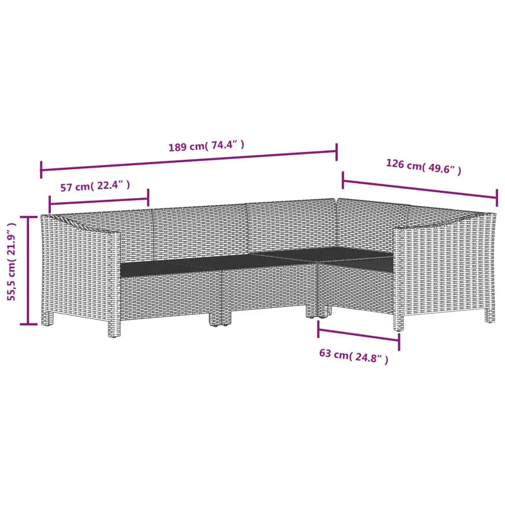 6-Piece Outdoor Furniture Lounge Set in Grey Poly Rattan