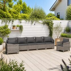 Stylish 7-Piece Garden Lounge Set with Grey Cushions