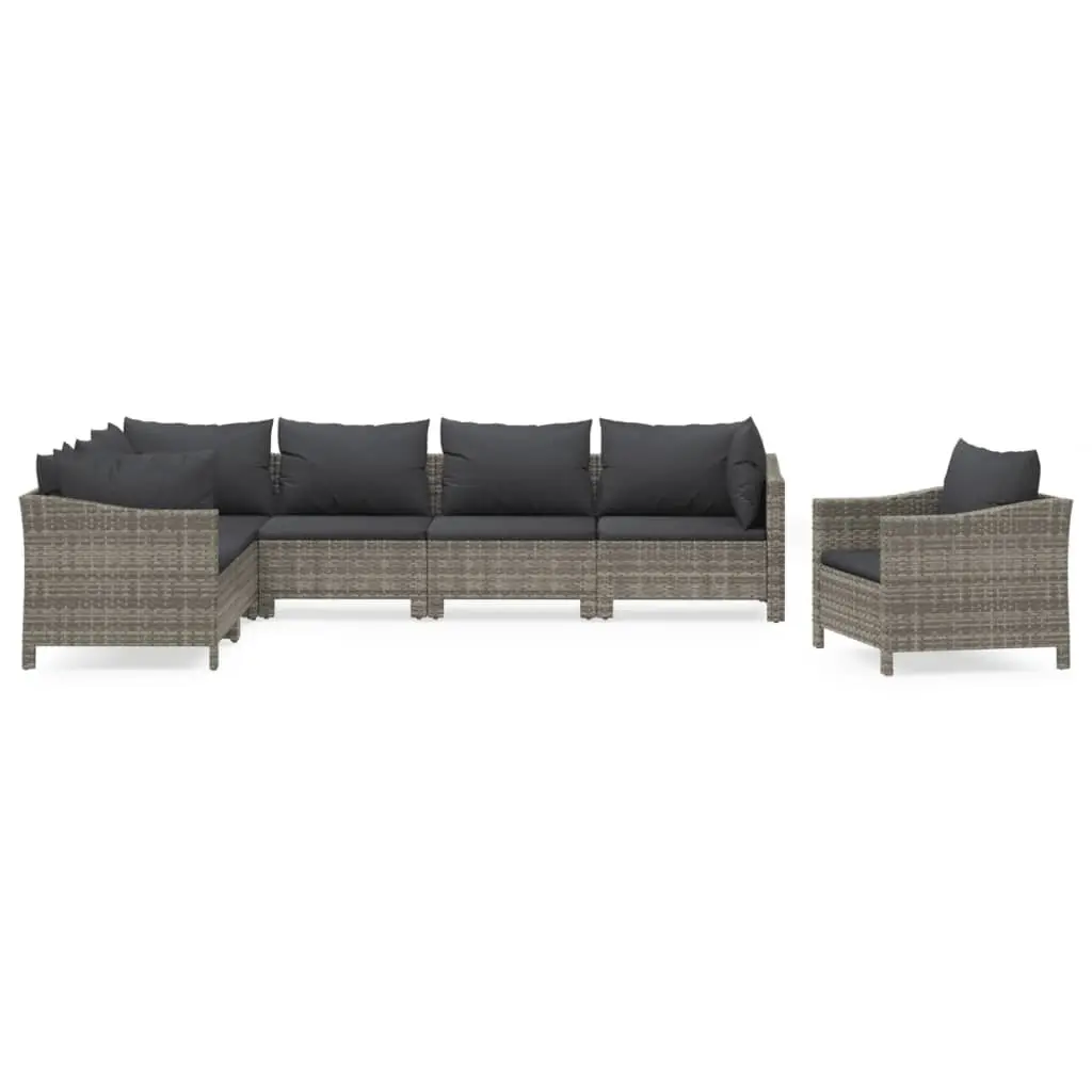 7 Piece Garden Lounge Set Poly Rattan Grey Outdoor Furniture