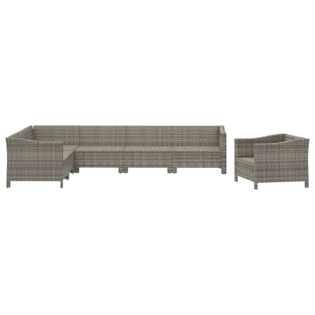 7 Piece Garden Lounge Set Poly Rattan Grey Outdoor Furniture