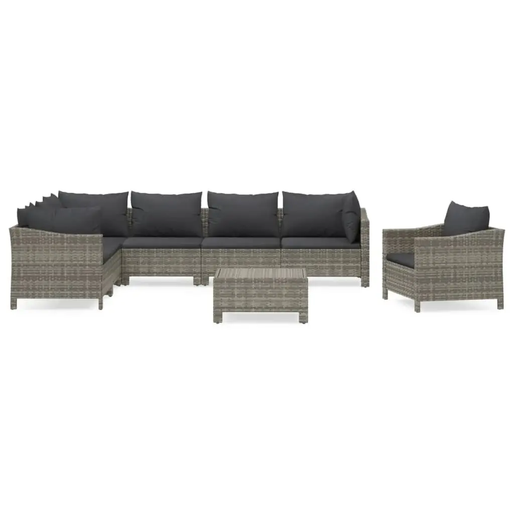 8 Piece Garden Lounge Set in Grey Poly Rattan