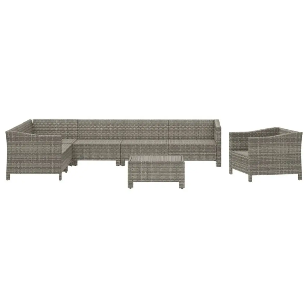 8 Piece Garden Lounge Set in Grey Poly Rattan