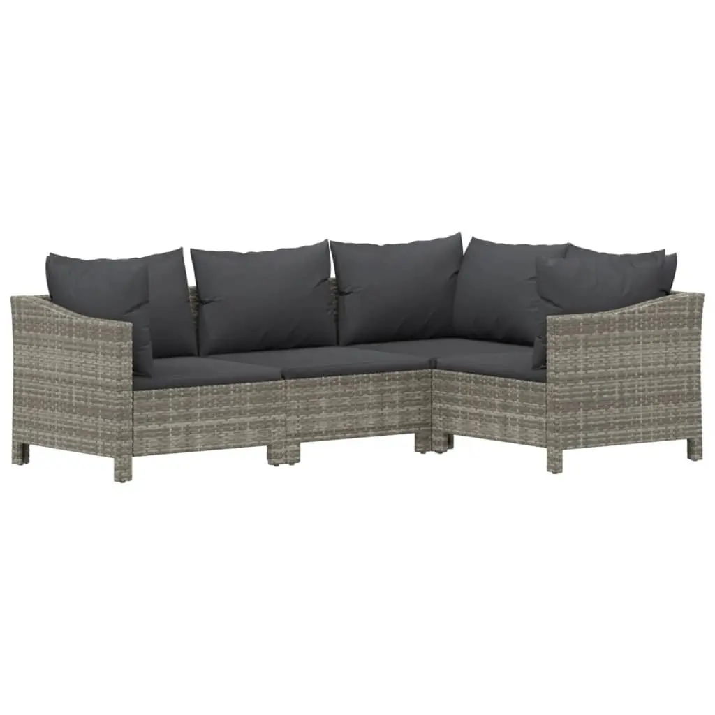 7 Piece Garden Lounge Set Poly Rattan Grey Cushioned Outdoor Furniture