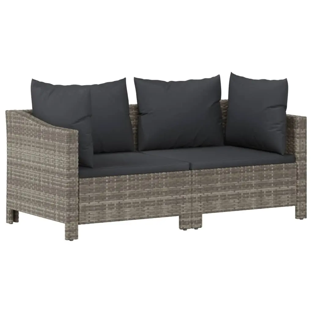 7 Piece Garden Lounge Set Poly Rattan Grey Cushioned Outdoor Furniture