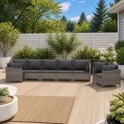 Durable 8 Piece Outdoor Garden Lounge Set in Grey