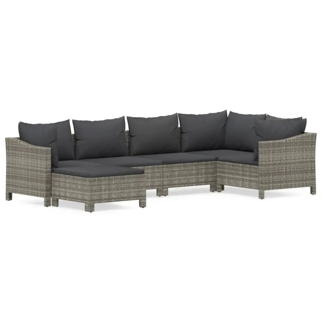 6 Piece Outdoor Lounge Set in Grey Poly Rattan