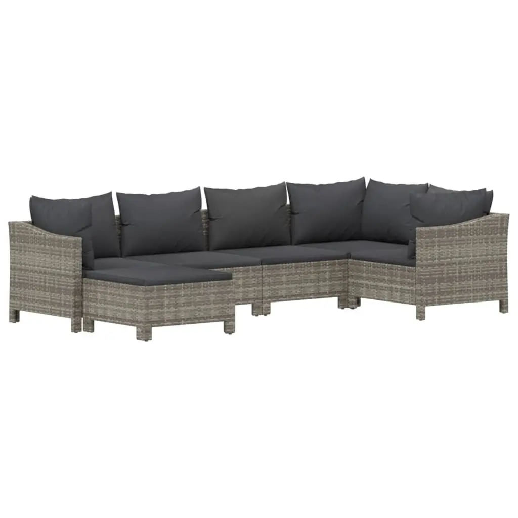 6 Piece Outdoor Lounge Set in Grey Poly Rattan