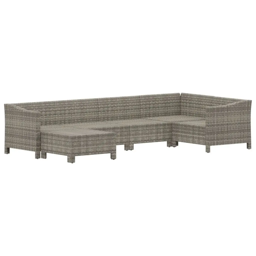 6 Piece Outdoor Lounge Set in Grey Poly Rattan