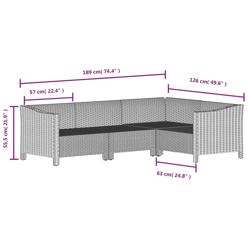 6 Piece Outdoor Lounge Set in Grey Poly Rattan