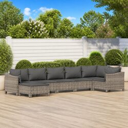 7 Piece Sectional Sofa Garden Lounge Set with Grey Cushions