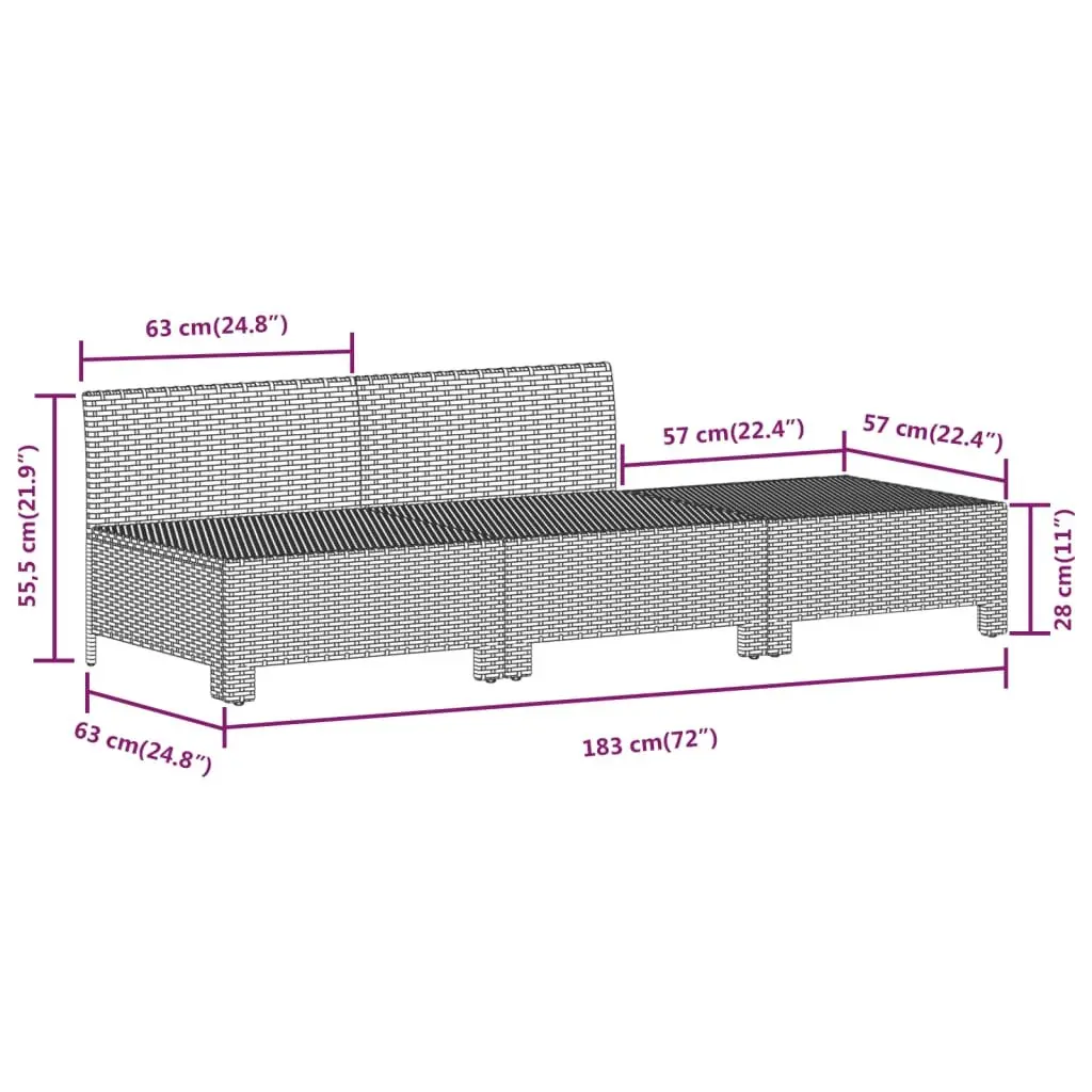 7 Piece Garden Lounge Set PE Rattan Steel Frame Grey Cushions
