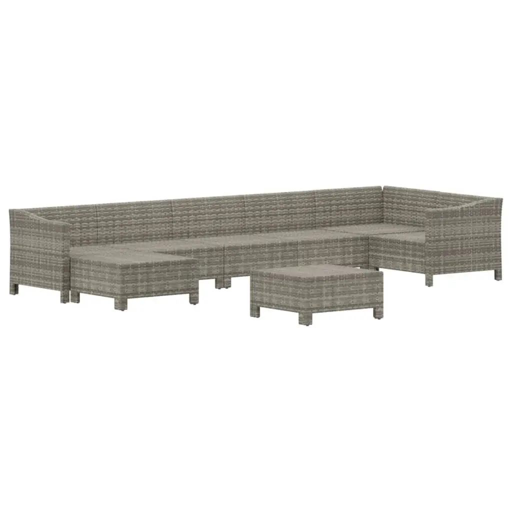 Garden Lounge Set PE Rattan 8 Piece Outdoor Furniture Grey with Cushions