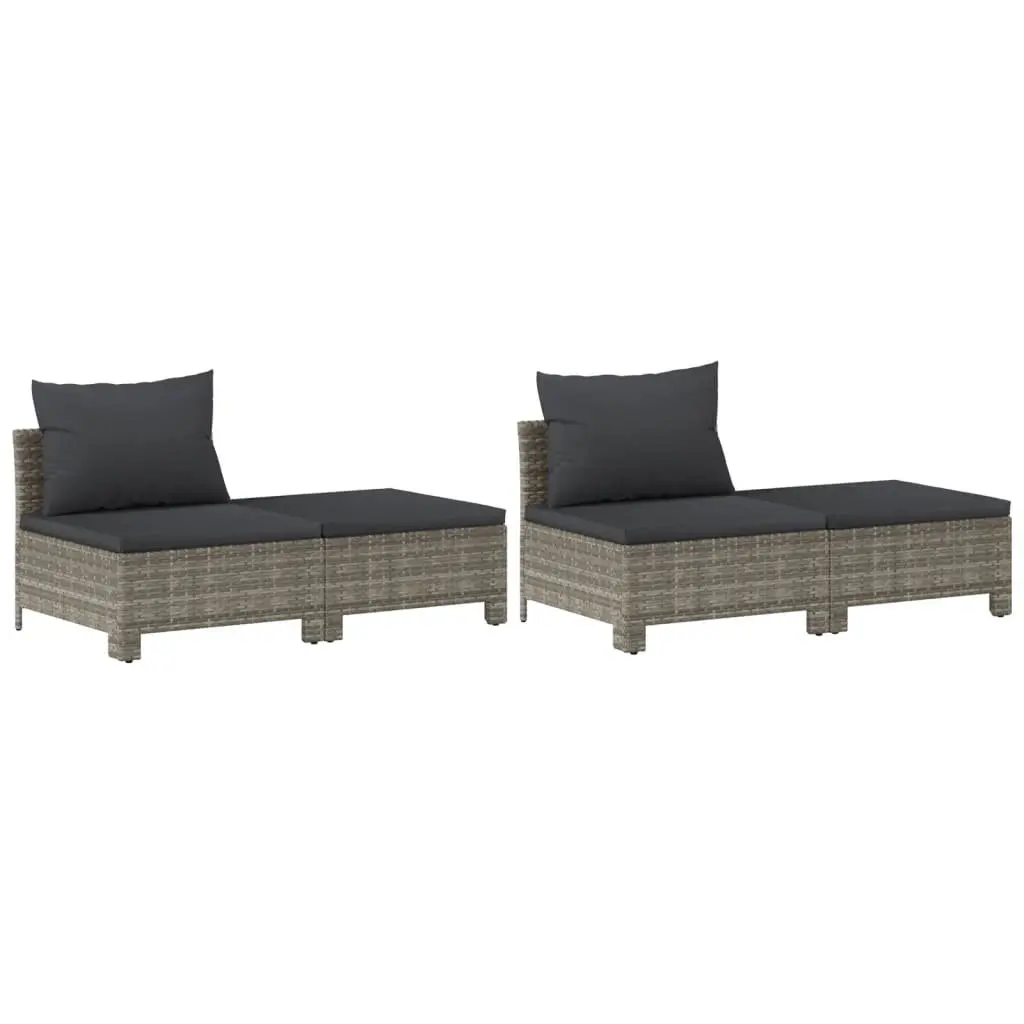 Garden Lounge Set PE Rattan 8 Piece Outdoor Furniture Grey with Cushions