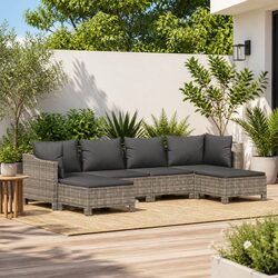 6 Piece Outdoor Furniture Set with Cushions in Grey