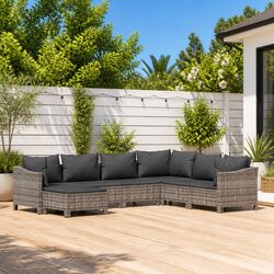 Durable 7 Piece Outdoor Lounge Set with Cushions in Grey