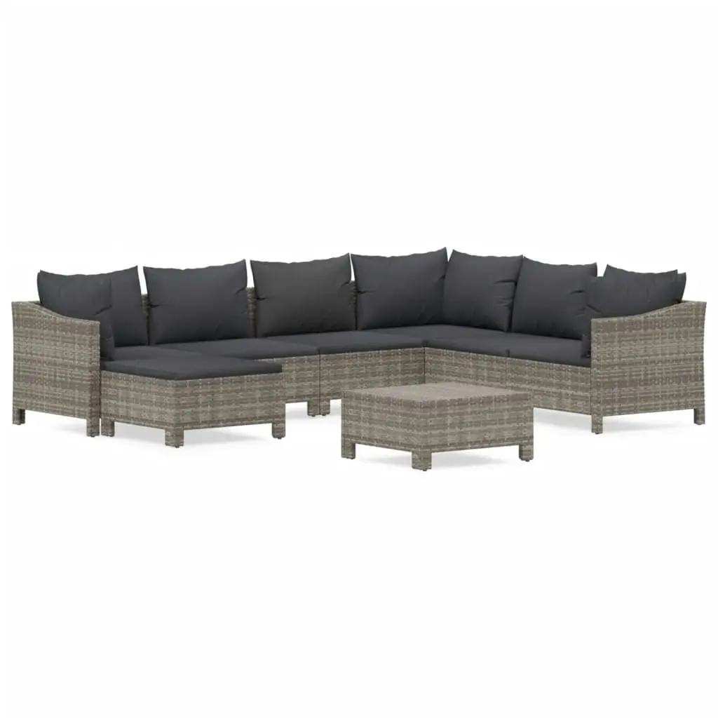 Garden Lounge Set Poly Rattan 8 Piece Outdoor Furniture Grey with Cushions