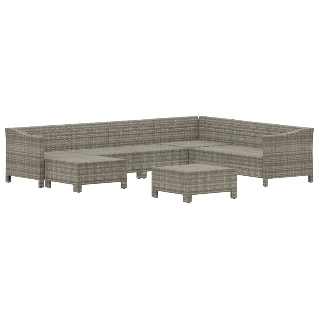 Garden Lounge Set Poly Rattan 8 Piece Outdoor Furniture Grey with Cushions