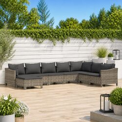 8-Piece Outdoor Garden Lounge Set with Cushions in Grey