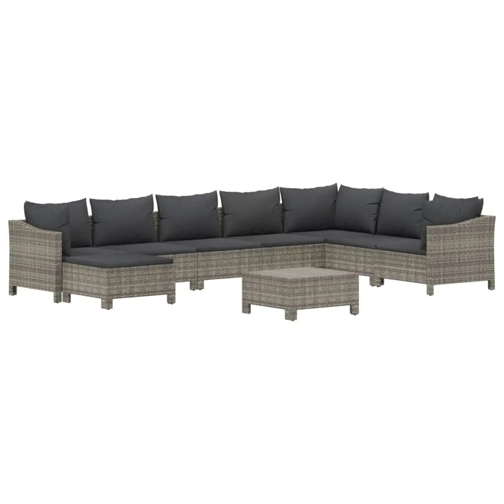 Garden Lounge Set PE Rattan 9 Piece Outdoor Furniture Grey Modular Sofa